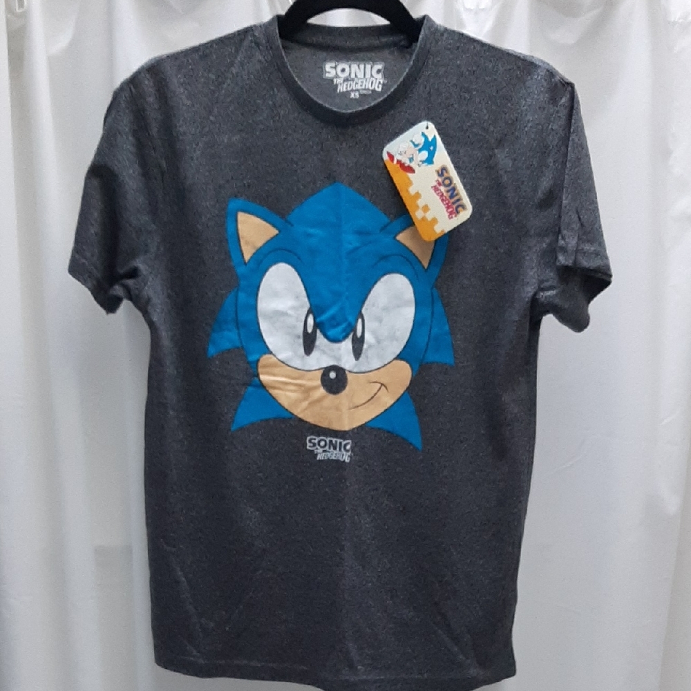 New Sonic the Hedgehog Men's Heather Gray Cotton Blend T-Shirt, Sz XS